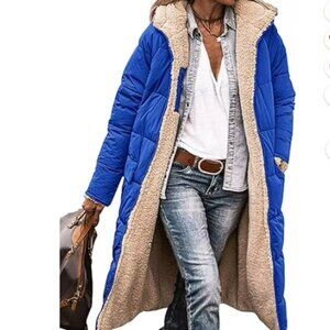 PrettyGarden Women's Cozy Blue Puffer Coat with Hood